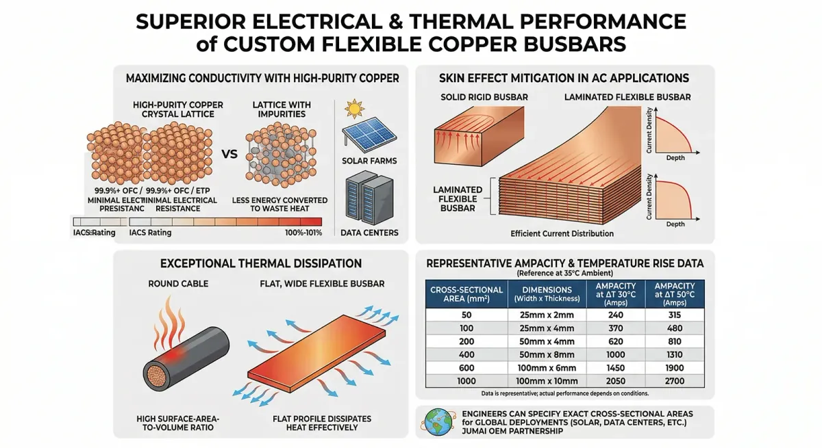 Top 5 Benefits of OEM Custom Flexible Copper Busbars for Global Projects 4 Benefit 2 Superior Electrical and Thermal Performance