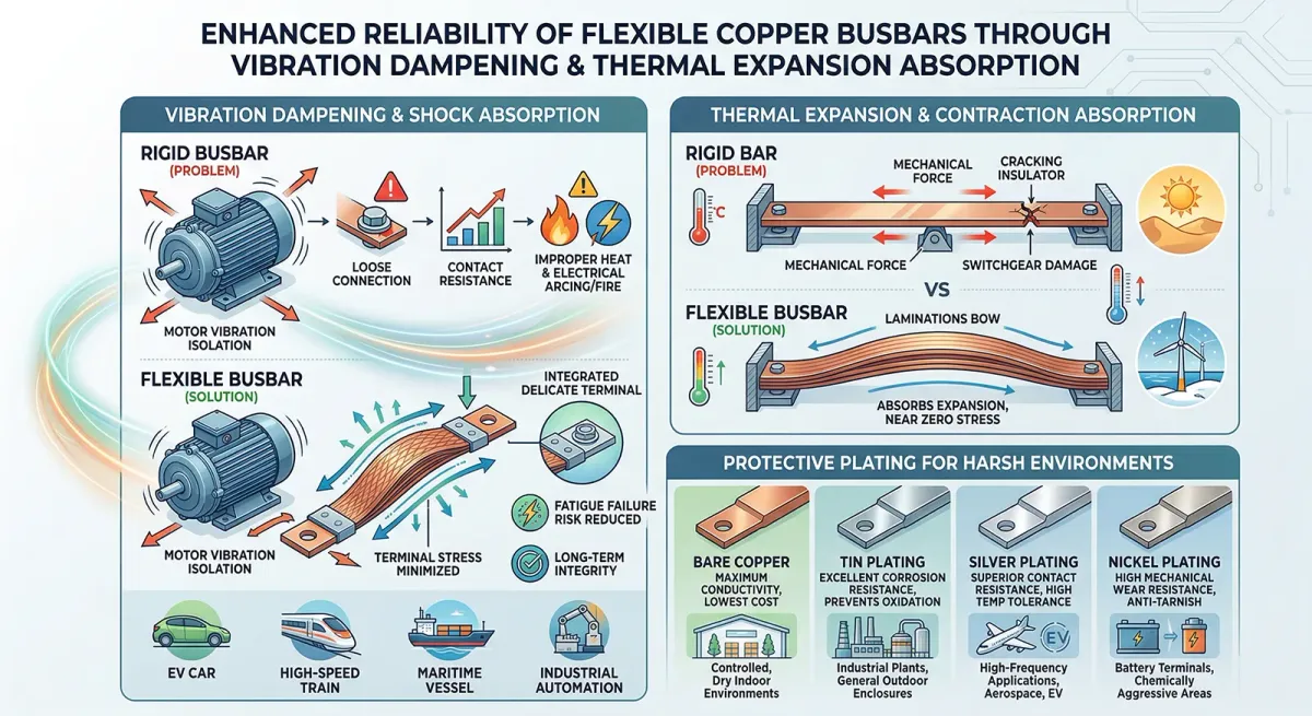 Top 5 Benefits of OEM Custom Flexible Copper Busbars for Global Projects 5 Benefit 3 Enhanced Reliability Through Vibration Dampening and Thermal Expansion Absorption