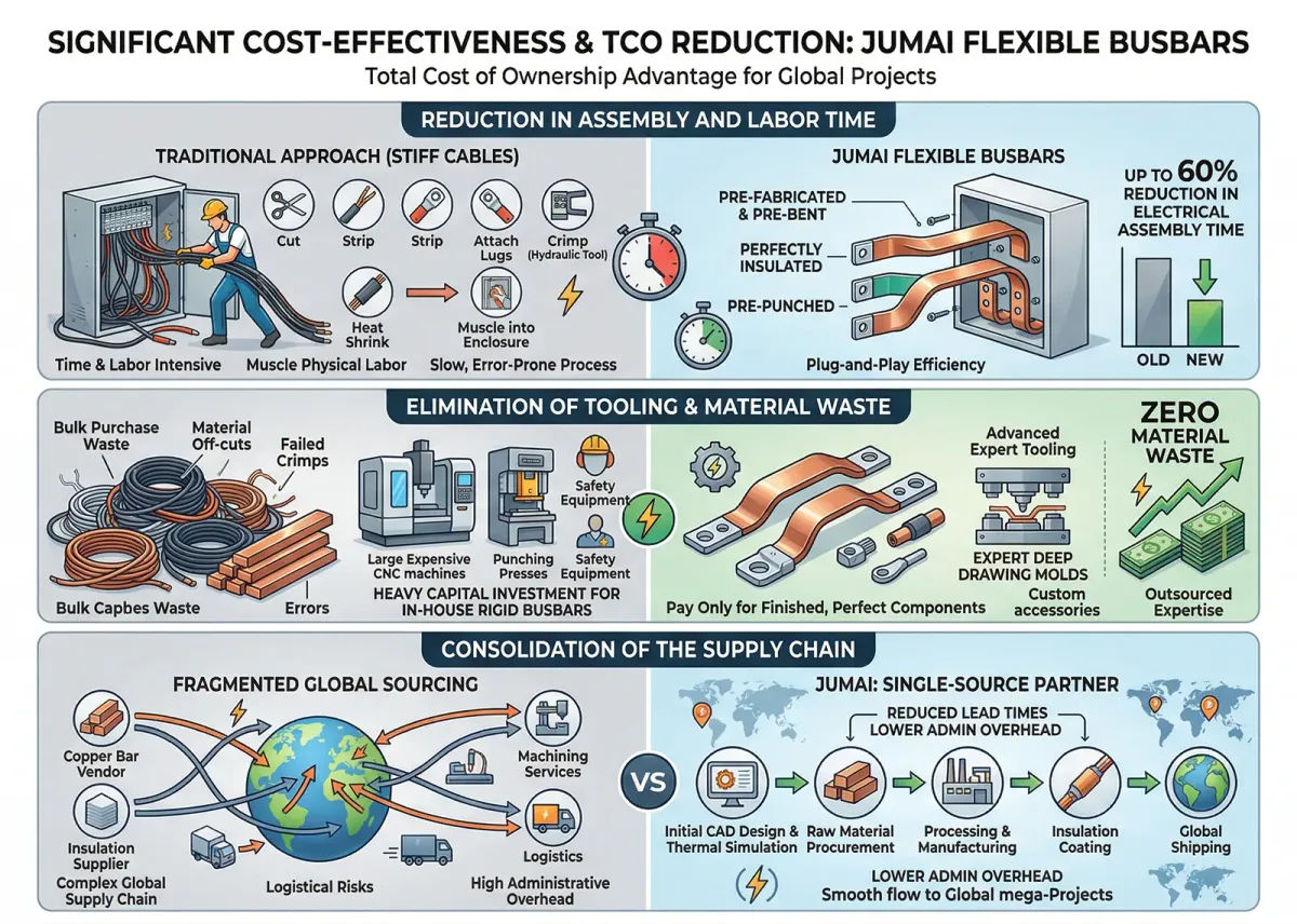 Top 5 Benefits of OEM Custom Flexible Copper Busbars for Global Projects 6 Benefit 4 Significant Cost Effectiveness and Total Cost of Ownership TCO Reduction