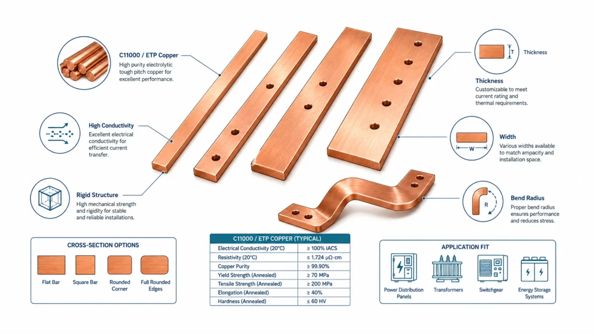Copper Rigid Busbars: Material Selection, Plating Options, and Performance Factors
