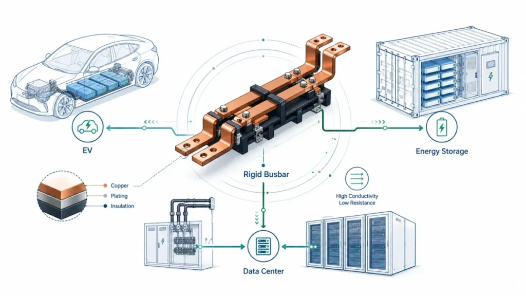 Custom Rigid Busbars for EV Energy Storage and Data Center Applications