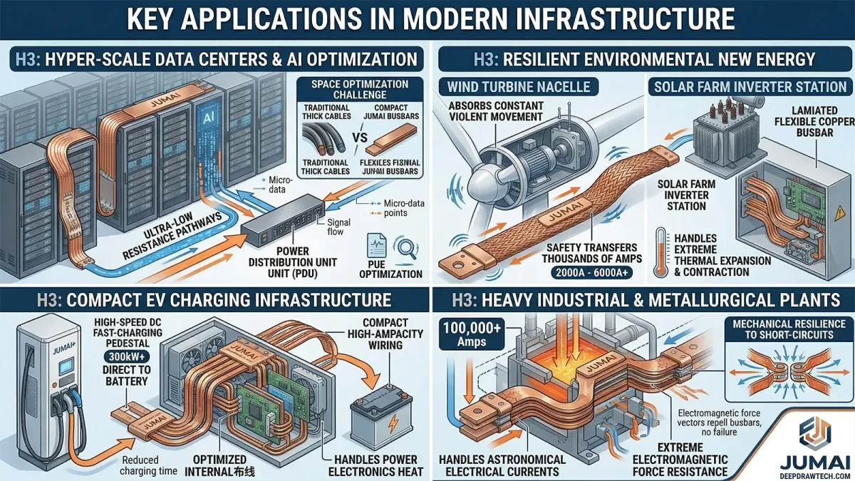 High-Ampacity Flexible Copper Busbars: Tailored Solutions for Large Power Centers 3 Key Applications in Modern Infrastructure