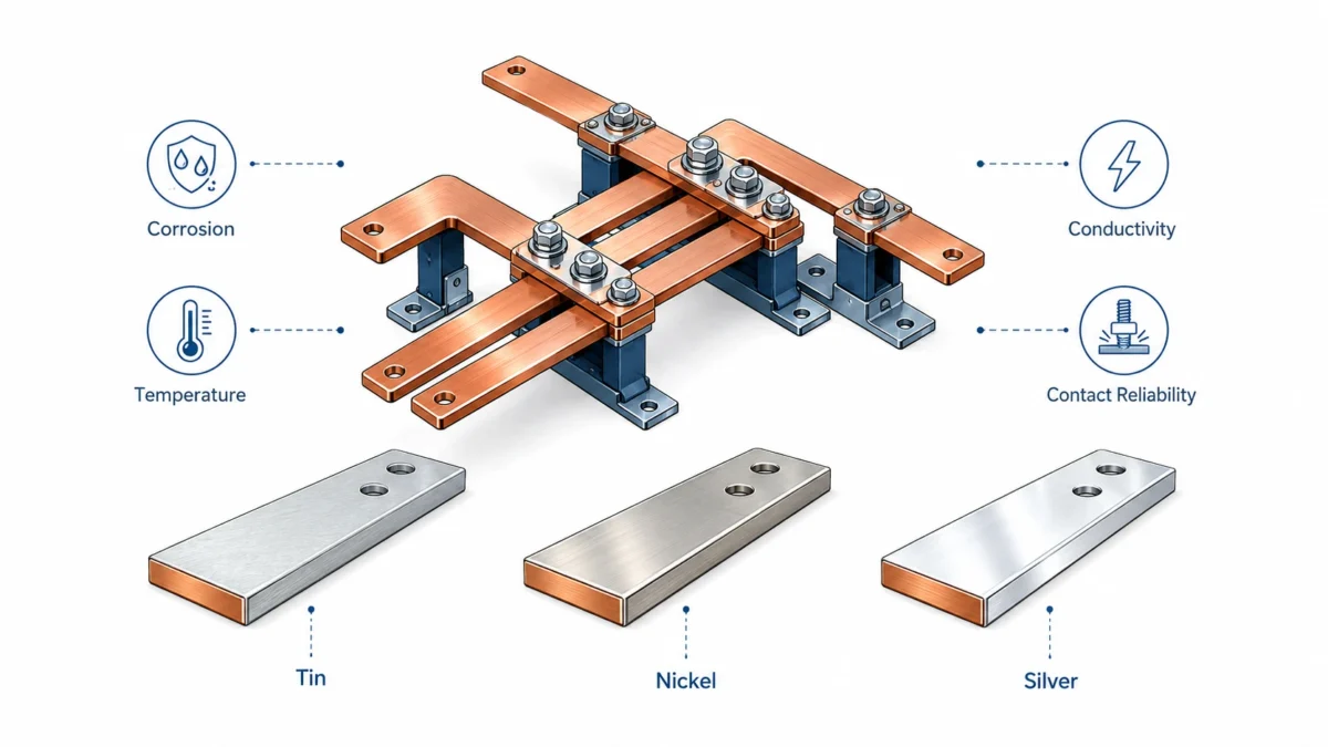 Tinned Copper Rigid Busbars: When to Use Tin, Nickel, or Silver Plating
