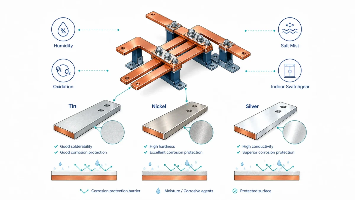 Tinned Copper Rigid Busbars: When to Use Tin, Nickel, or Silver Plating