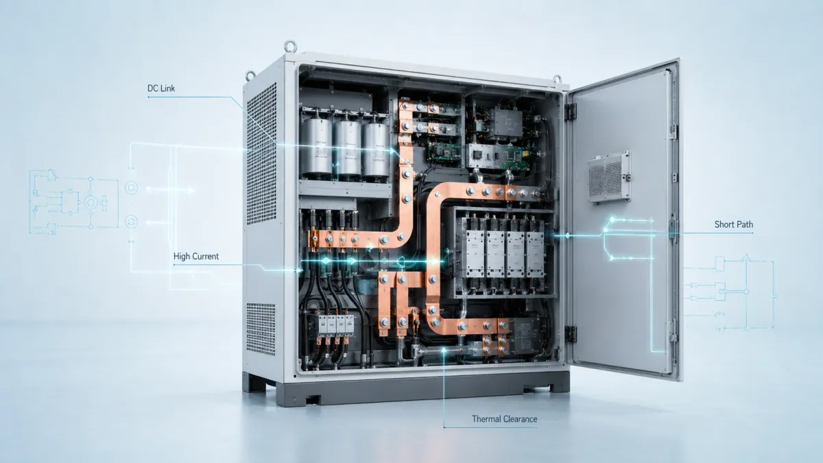 DC Bus Bar Design for Solar Inverters, PCS Cabinets and Energy Storage Systems 3 DC bus bar architecture