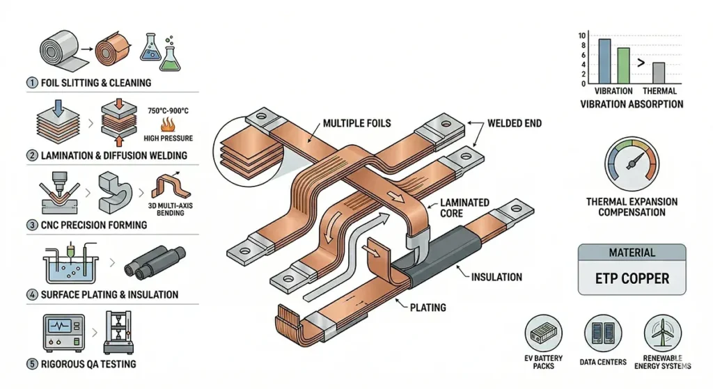 Advanced Manufacturing The Production Process of Premium Flexible Copper Busbars