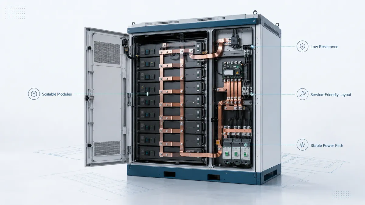 Flexible Copper Busbar for EV Batteries and Energy Storage Systems 3 Electrical design current resistance heat and voltage drop