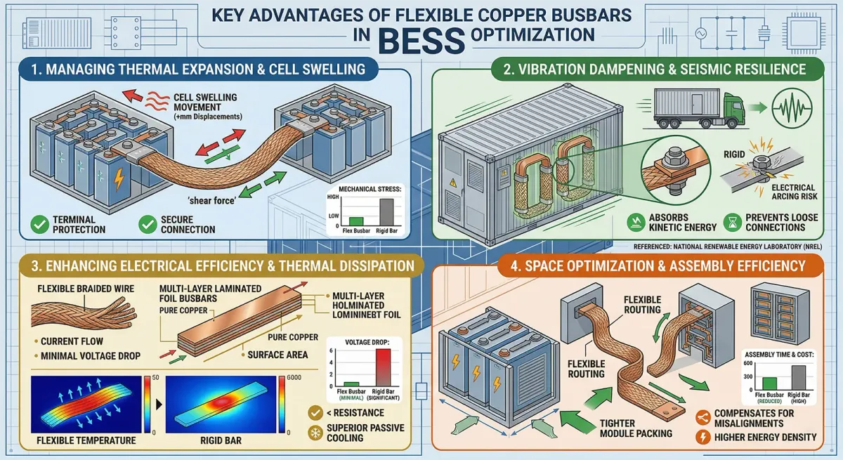 The Role of Flexible Copper Busbars in Optimizing Battery Energy Storage Systems (BESS) 3 Key Advantages in BESS Optimization